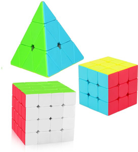 Authfort Speed Cube Set Of MOYU 3x3, 4x4 5x5 Pyramid cube Speed Cubes Bundle Set of 3 cubes