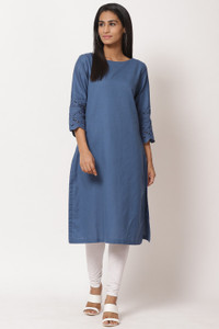 BIBA Women Dyed/Ombre Straight Kurta