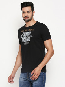 Spykar Solid Men Round Neck Black T-Shirt