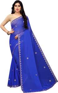 ASHVMEGH Solid/Plain Daily Wear Chiffon Saree