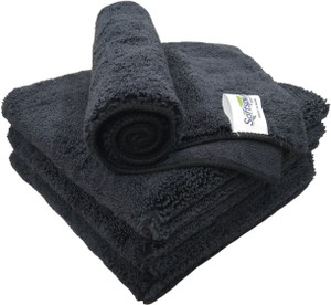 SOFTSPUN SOFTSPUN Microfiber Vehicle Washing Cloth 4 pcs black 380 GSM Wet and Dry Microfiber Cleaning Cloth