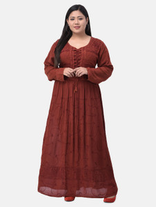 Veldress Women Fit and Flare Maroon Maxi/Full Length Dress