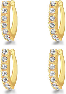 MEENAZ Cubic Zirconia, Diamond, Crystal Gold-plated Plated Copper, Brass, Stone Nose Ring