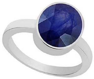 RATAN BAZAAR Blue sapphire ring natural 6.25 ratti Neelam Stone Unheated & Untreated Stone Good Quality & Astrological Purpose For Unisex Stone Sapphire Silver Plated Ring