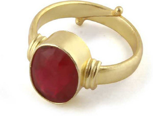 RATAN BAZAAR Ruby stone 5.00 ratti Manik Stone Ring Natural Stone Certified Astrological Purpose for men & women Stone Ruby Gold Plated Ring