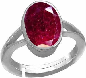 KUNDLI GEMS Ruby stone 5.00 ratti Manik Stone Ring Natural Stone Certified Astrological Purpose for men & women Stone Ruby Silver Plated Ring