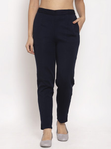 Trend Level Regular Fit Women Dark Blue Trousers