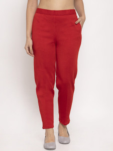 Trend Level Regular Fit Women Red Trousers