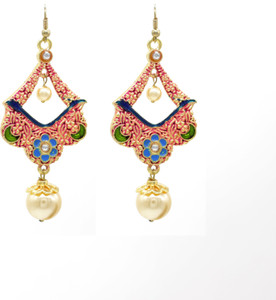 GLAMOURA Designer Indian Traditional Rajasthan Meenakari Ethnic Trendy Stylish EARRING Pair Wedding Anniversary and Special occasion Gift for Girls and women-GJGME-01-10 Alloy Chandbali Earring