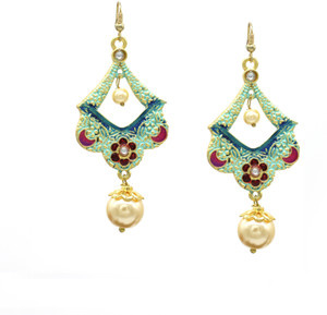 GLAMOURA Designer Indian Traditional Rajasthan Meenakari Ethnic Trendy Stylish EARRING Pair Wedding Anniversary and Special occasion Gift for Girls and women-GJGME-01-1 Alloy Chandbali Earring
