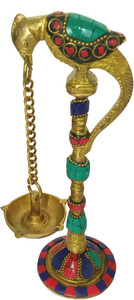 Purpledip, Diya Deepak 'Gulab' in ottone: lampada ad olio per la festa di Deepam, decorazione, regalo (12121
