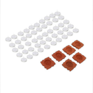 AuraDecor Pack of 50 Tealights with Set of 6 Diya Terracota Candle