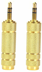 LipiWorld 3.5mm Stereo Male to 6.3mm Stereo Female Adapter Converter Plug Jack -Gold (2 PCS) 3.5mm Male to 6.3mm Female Converter