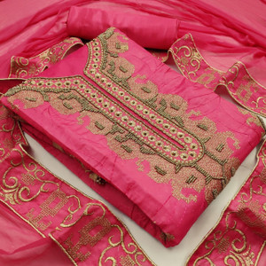 Blissta Chanderi Embellished Salwar Suit Material