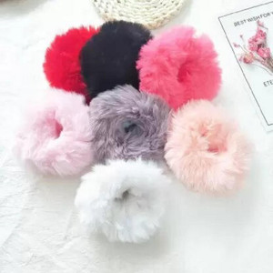 Shiv Cute Elastic Hair Bands Girls Artificial Faux Fur Rubber
