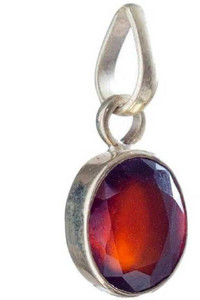KUNDLI GEMS Gomed Stone Pendant Garnet Stone 5.25 carat Precious Stone Certified and Astrological Purpose for men & women Silver Garnet Stone Pendant
