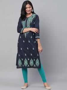 ADA Women Chikan Embroidery, Embroidered Straight Kurta
