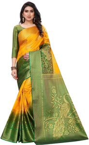 DHRUVIL TEXTILES Printed, Self Design Bollywood Cotton Silk Saree