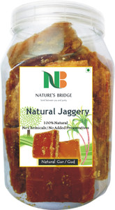 Nature's Bridge Pure Natural Jaggery Jar Pack - 800 Gm / Jaggery Cubes / Gur / Gud / Organic Jaggery / Organic Gur Block Jaggery