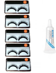 AVEU False eyelashes 5 pcs and 1 pcs eyelash glue (Eye combo) (Pack of 6)