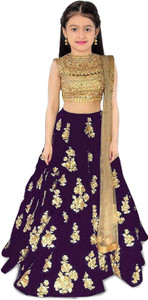 F Plus fashion Girls Lehenga Choli Ethnic Wear Embroidered Ghagra, Choli, Dupatta Set
