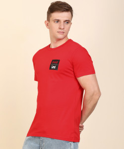 LEE Solid Men Round Neck Red T-Shirt