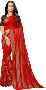 Aardiva Woven, Striped Bollywood Chiffon Saree