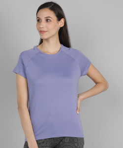 VAN HEUSEN Solid Women Round Neck Blue T-Shirt