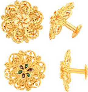 Divastri Traditional South Screw Back 1 one gram gold wedding bridal Stylish fancy party wear Ethnic Indian Temple jewellery Studs Meenakari Flower Ear rings for girls women Combo pack Golden Fancy Micro Antique Ruby Brass, Copper, Stone Stud Earring, Earring Set, Tunnel Earring