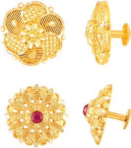 Divastri Traditional South Screw Back 1 one gram gold wedding bridal Stylish fancy party wear Ethnic Indian Temple jewellery Studs Meenakari Flower Ear rings for girls women Combo pack Golden Fancy Micro Antique Ruby Brass, Copper, Stone Stud Earring, Earring Set, Tunnel Earring