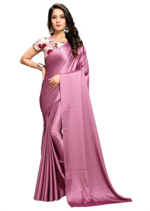DHYANOM Solid/Plain Bollywood Satin Saree