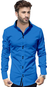 Voroxy Men Solid Formal Blue Shirt