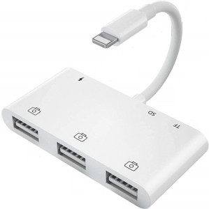 microware Lighting to USB HUB and Card Reader Compatible with iPhone iPad  (Lighting to USB with Card Reader Adapter) Card Reader Price in India 