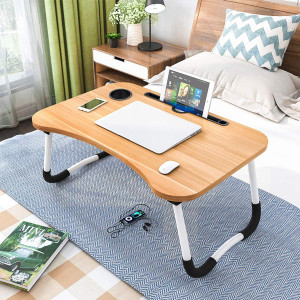 ICEMESH Laptop=Study Table for Students Wood Portable Laptop Table (Glossy Wood) Wood Portable Laptop Table