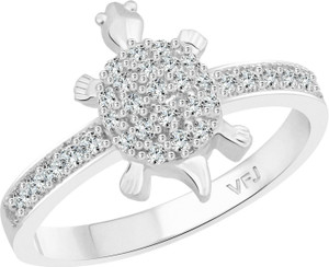 VIGHNAHARTA Cute Mini Micro Tortoise Alloy Cubic Zirconia Rhodium Plated Ring
