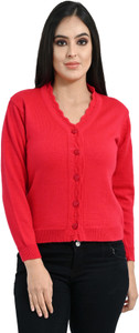 Ogarti Solid V Neck Casual Women Pink Sweater