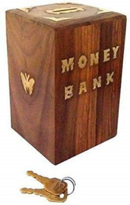 Fleurs De Rocaille Wooden Handmade Money Bank 10.16 x 10.16 x 15.24 cm - Image 5