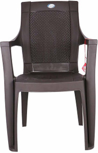 national plastic NPPL Durable and Comfortable Plastic Arm Chair (Maroon) pack of 1 Plastic Outdoor Chair