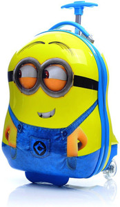 GOCART Egg Shape Minion 16 Inch ( 40 cm) Hard Case Water Proof Polycarbonate Exclusive Printed Pattern Fashionable Smart School Bag For Kids With Comfortable And Ergonomic Handle Carry Luggage Bag For Children 2 Single Spinner Wheel Trolley bag Cabin Suitcase 2 Wheels - 16 inch