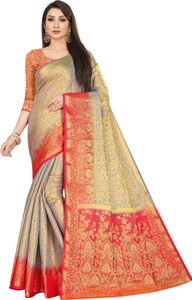 ZUUL Self Design Banarasi Silk Blend Saree