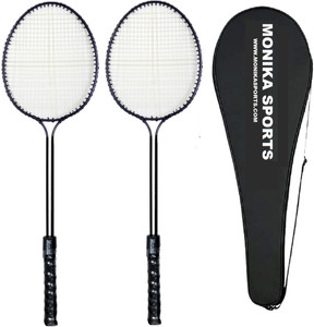 मोनिका स्पोर्ट्स 2 Double Shaft Racquet With 1 Cover बहुरंगी स्ट्रंग बैडमिंटन रैकेट