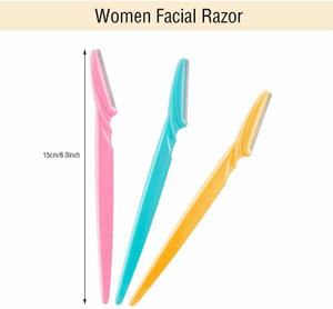 Top Select Eyebrow Facial Hair Remover Razor for Face, Women and Men (Multicolour) (Pack Of 2) (3 X 2 = 6), Women