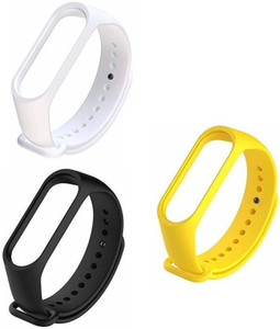 Like Star Soft Silicon Replacement Band Strap (Pcs of 3) for MI Band 3 & 4 (Black,Yellow,WHITE) Smart Band Strap