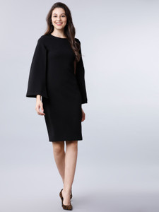 Tokyo Talkies Women Shift Black Above Knee/Mid Thigh Length Dress