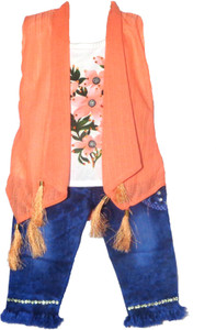 kids fashion hub Baby Girls Casual Top Jeans