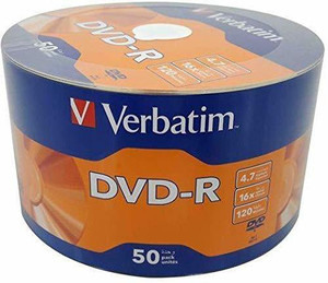 Verbatim DVD Recordable 43791 Pack of 50 Disc Shrink Wrap Speed 16x 4.7 GB