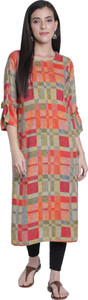 Fabclub Women Colorblock Straight Kurta