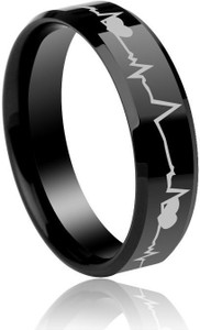Karishma Kreations Stainless Steel ECG Heartbeat Ring Black Love Heart Rings Tail Finger Rings Band ring for Women Men Silver Gold Black Titanium Band Matty for Men Platinum silver Boys Rhodium Finger Ring only Valentine gift Smart Fashion Jewellery Collection propose Lovers Fancy Party wear Stylish latest design model Heart king Couples Love Silver Platinum Mens Style designer Thumb Band Gold plated Name Letter Hand Finger Rings Combo set pack ring for men stylish / Boys style boyfriend husband /gents /girls Ladies women Wife girlfriend /Couple Latest Simple Single Daily use Gift High Trendy engagement proposal Dragon Plain beat love message glow matte Polish Finish Best Friend Friendship Adjustable size thumb Stainless Steel, Metal, Tungsten Cubic Zirconia Gold, Silver, Platinum Plated Ring