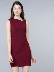 Tokyo Talkies Women A-line Maroon Midi/Calf Length Dress