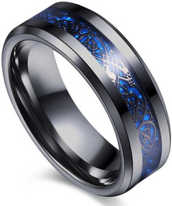 Heer Collection Dragon Black Blue Color Base Stainless Steel Finger Ring - Thumb Ring Valentine gift Intelligent Smart Body Temperature Monitor Ring Fashion Jewellery Collection propose Lovers Fancy Party wear Stylish latest design Heart king Couples Love Golden Black Blue Mens Style Thumb Smart Band Gold plated Name Letter Hand Finger Rings Combo set pack for men /girls / Boys / boyfriend / husband /gents /Couple Latest Simple Single Daily use Gift Adjustable size High Trendy style , Tungsten, Metal, Brass, Enamel, Alloy Titanium, Gold, Black Silver, Rhodium Plated Ring Stainless Steel Titanium Plated Ring